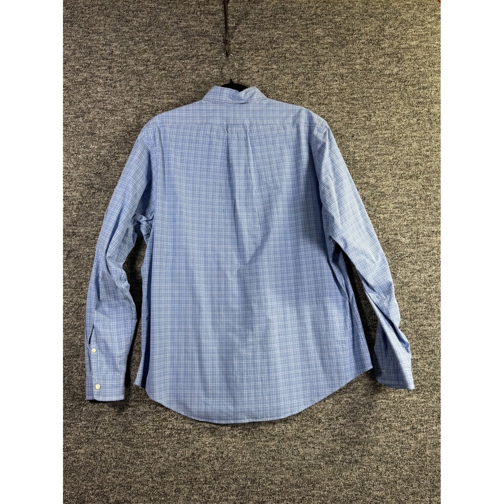 Ralph Lauren Mens Custom Fit Blue White Plaid Button Down Dress Shirt 17 - Picture 2 of 8